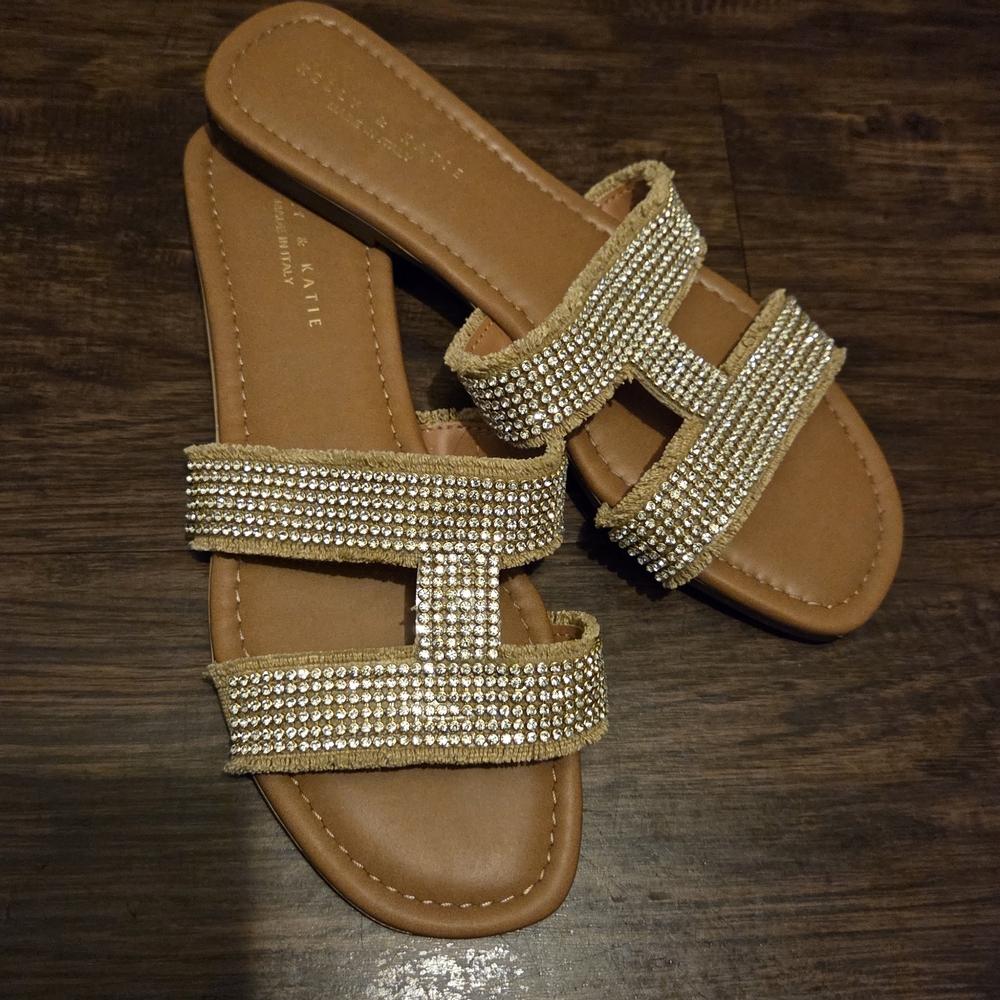 Elegant Gold Rhinestone Sandals